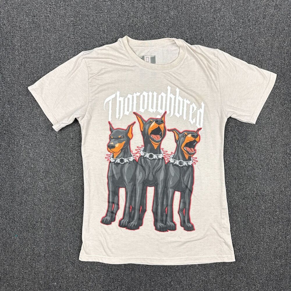 Dobermans T Shirt Mens Beige Thoroughbred Represent Dog Size Medium
